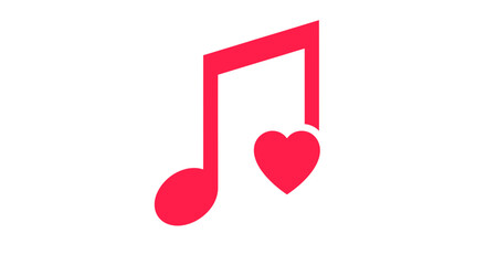 Music SVG Icon with Heart Shape Modern Flat Vector SVG Design in Red