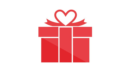 Gift Vector SVG Design Present Box Icon with Heart in Red Flat Style