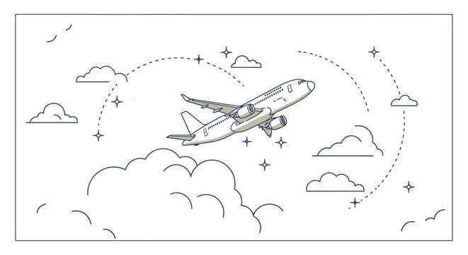 airplane in flight soaring above fluffy clouds during the day ideal for travel blogs illustrating aviation  the joy of flying sky high adventure