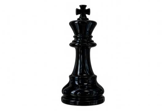 Black chess king piece standing alone. Symbolizing strategy, leadership, and power dynamics in games and business