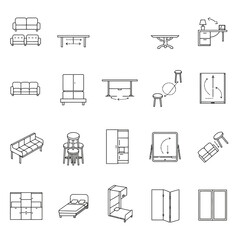Furniture floor plan icons interior design layout symbols for architectural blueprint perfect for visualizing home renovations and space planning projects