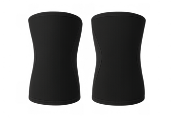 Pair of black neoprene knee compression sleeves providing joint support for sports, injury recovery, and physical activity
