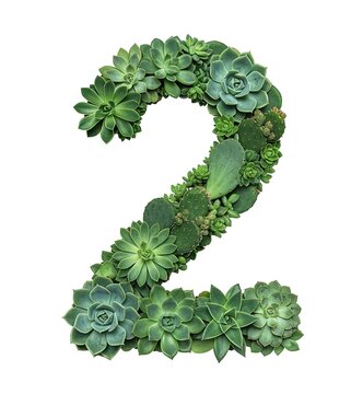 Floral Arrangement Depicting Number Two Isolated on White Background Showcase