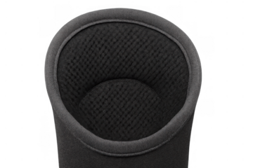 Black golf club head cover with textured interior for sports equipment protection on transparent background