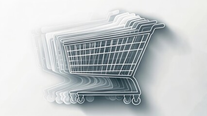 Abstracted shopping carts, staggered in perspective