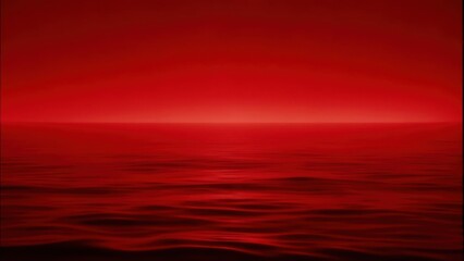 Red water reflects intense light, minimal horizon