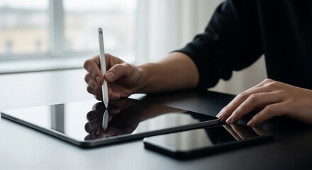 businessman working on tablet computer