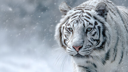 Naklejka premium white tiger in winter