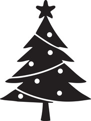 Decorated Christmas Tree Outline Silhouette