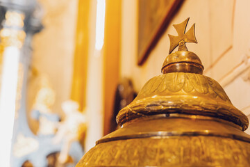 Antique Baptismal Font in Old Church