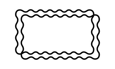 Double rectangle frame with scalloped borders. Vignette for photo, picture or mirror. Empty box, tag or label template isolated on white background. Vector graphic illustration.