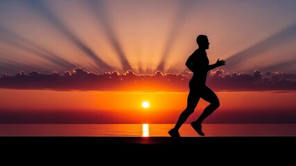 Silhouette Runner at Sunset - A Motivational Fitness Journey.