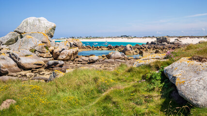 Meneham beach in the coast of Kerlouan in Brittany - France