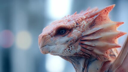 Detailed digital artwork showcases dragon's head with realistic textures, lifelike expression, highlighting fantasy, imagination. Blends mythical themes with modern digital art trends