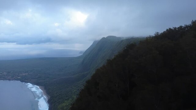 Sea Cliffs of Molokai, Hawaii and the old Leper Colony of Kalaupapa