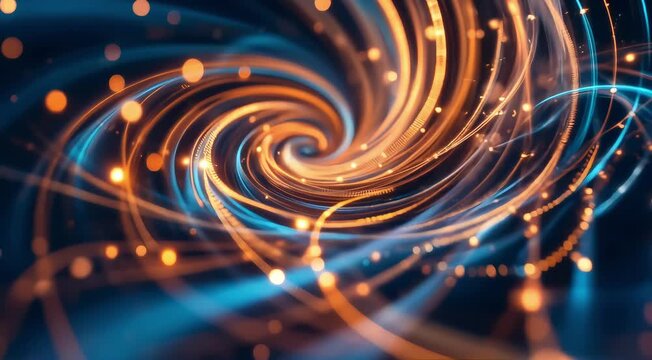 Abstract light trails spiraling soothingly with gentle ambient tune 