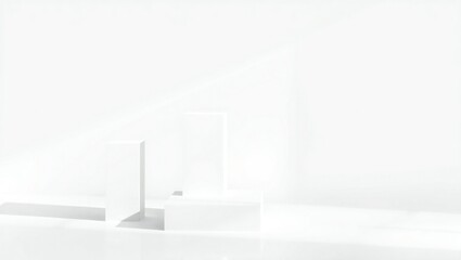 Fototapeta premium Minimalist white background with a single broom and dustpan casting a shadow