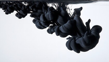 Ultra-Realistic Macro of Black Ink Blooming in Water