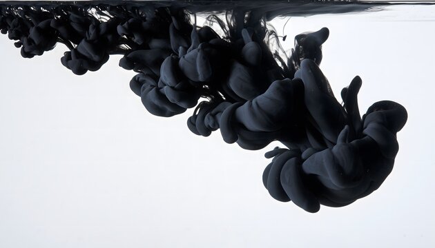 Ultra-Realistic Macro of Black Ink Blooming in Water