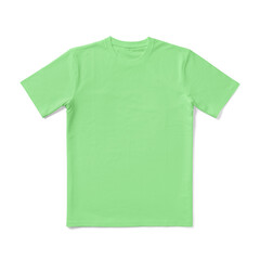 Apparel Mockup of High-Quality Blank Mint Green T-Shirt Front View Template on White Transparent Background 