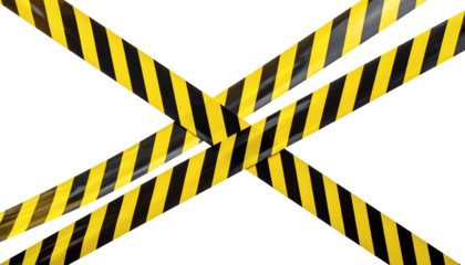 Striking caution tape in yellow and black creating bold crisscross pattern perfect for hazard awareness or safety campaigns