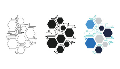 Circuit board hexagons technology communication vector background
