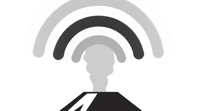 Minimalist Volcano Eruption Emitting Signal Waves Animation.