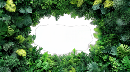 Vibrant Green Tropical Plants Frame with Empty Center