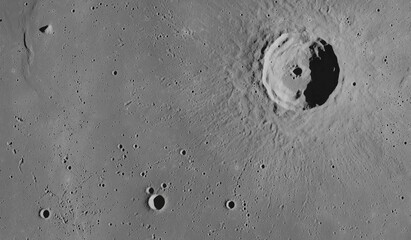 Moon, Satellite Image, Aerial View, High Resolution Image, Lunar Surface, Crater, Impact Crater, Astrogeology, Planetary Science, Top View, Wallpaper, Monochromatic, Gray Scale, Black and White, Textu © Aerial View