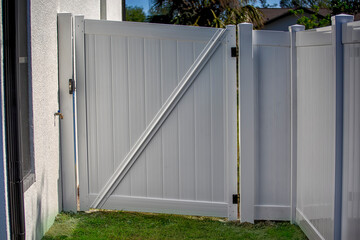 White Vinyl Fence Solid Privacy with Gate