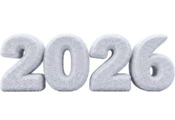 White snow textured 2026 numbers for New Year on a transparent background, PNG image, PNG file