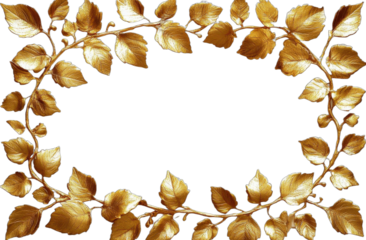 Elegant golden leaf wreath decoration for aesthetic design
