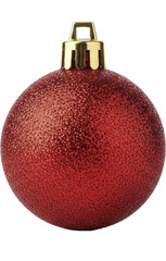 Sparkling red round Christmas ornament with gold cap on a transparent background PNG image for holiday festive season celebrations