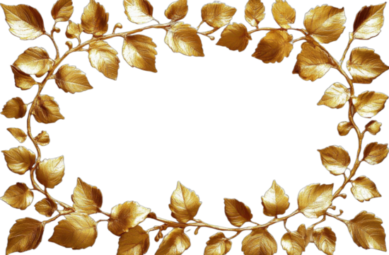 Elegant golden leaf wreath decoration for aesthetic design
