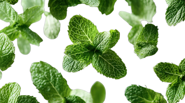 Fresh green mint leaves with detailed texture for culinary use