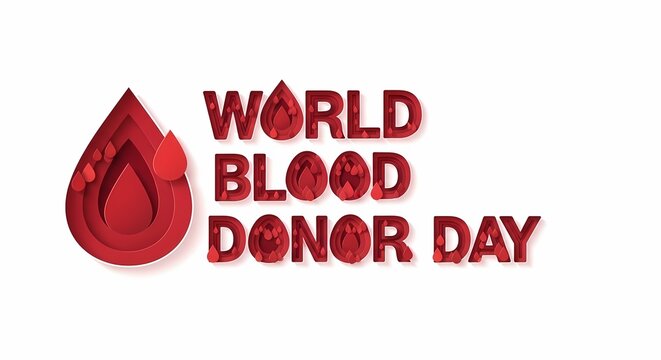 World blood donor day celebration with blood drop isolated on white background