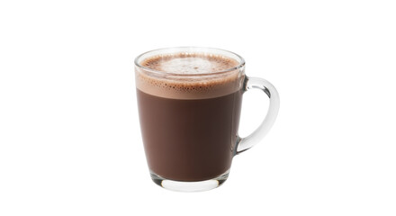  Hot Chocolate in Clear Glass Mug with Foam on a Transparent Background PNG image