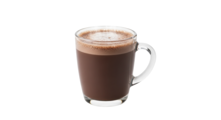  Hot Chocolate in Clear Glass Mug with Foam on a Transparent Background PNG image