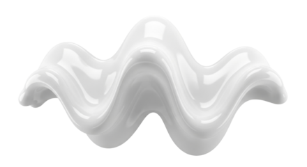 Smooth glossy white abstract wavy shape on a transparent background PNG image