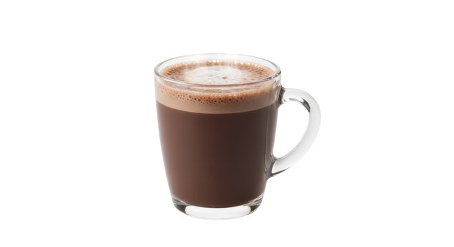  Hot Chocolate in Clear Glass Mug with Foam on a Transparent Background PNG image