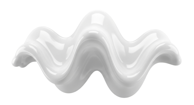  Smooth glossy white abstract wavy shape on a transparent background PNG image - Powered by Adobe