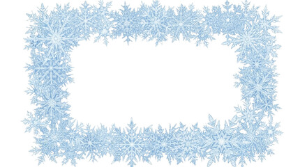 Fototapeta premium Intricate ice crystal snowflakes forming a decorative rectangular frame on a transparent background PNG image, perfect for winter holiday designs