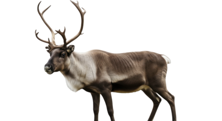 Wild reindeer with impressive antlers, on a transparent background PNG image PNG file