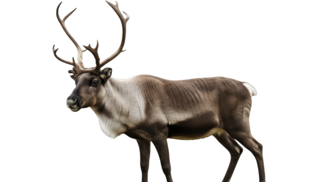Wild reindeer with impressive antlers, on a transparent background PNG image PNG file