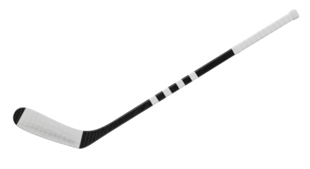  Black and white ice hockey stick with taped blade and grip on a transparent background PNG image