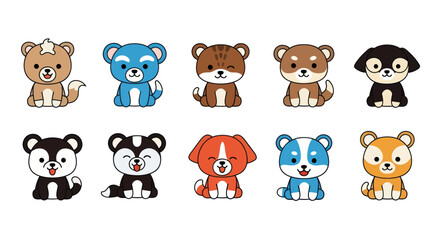 Fototapeta premium Cartoon animal characters collection isolated on white background