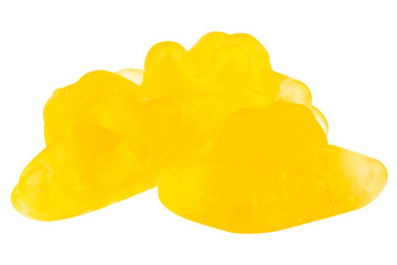 Yellow Giant Squid Shaped Jelly Candy on White Background