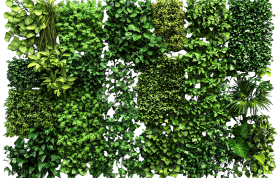 Diverse collection of various green plants for vertical garden decoration