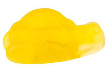 Yellow Turtle Jelly Gummy Candy Isolated on White Background