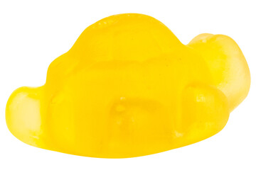 Yellow Turtle Jelly Gummy Candy Isolated on White Background